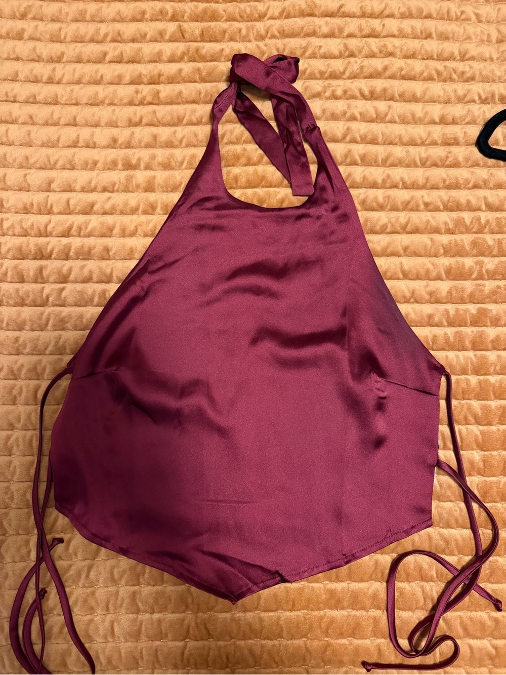 Fashion Nova Burgundy Satin Wide-Leg Two Piece Set - Picture 2 of 3